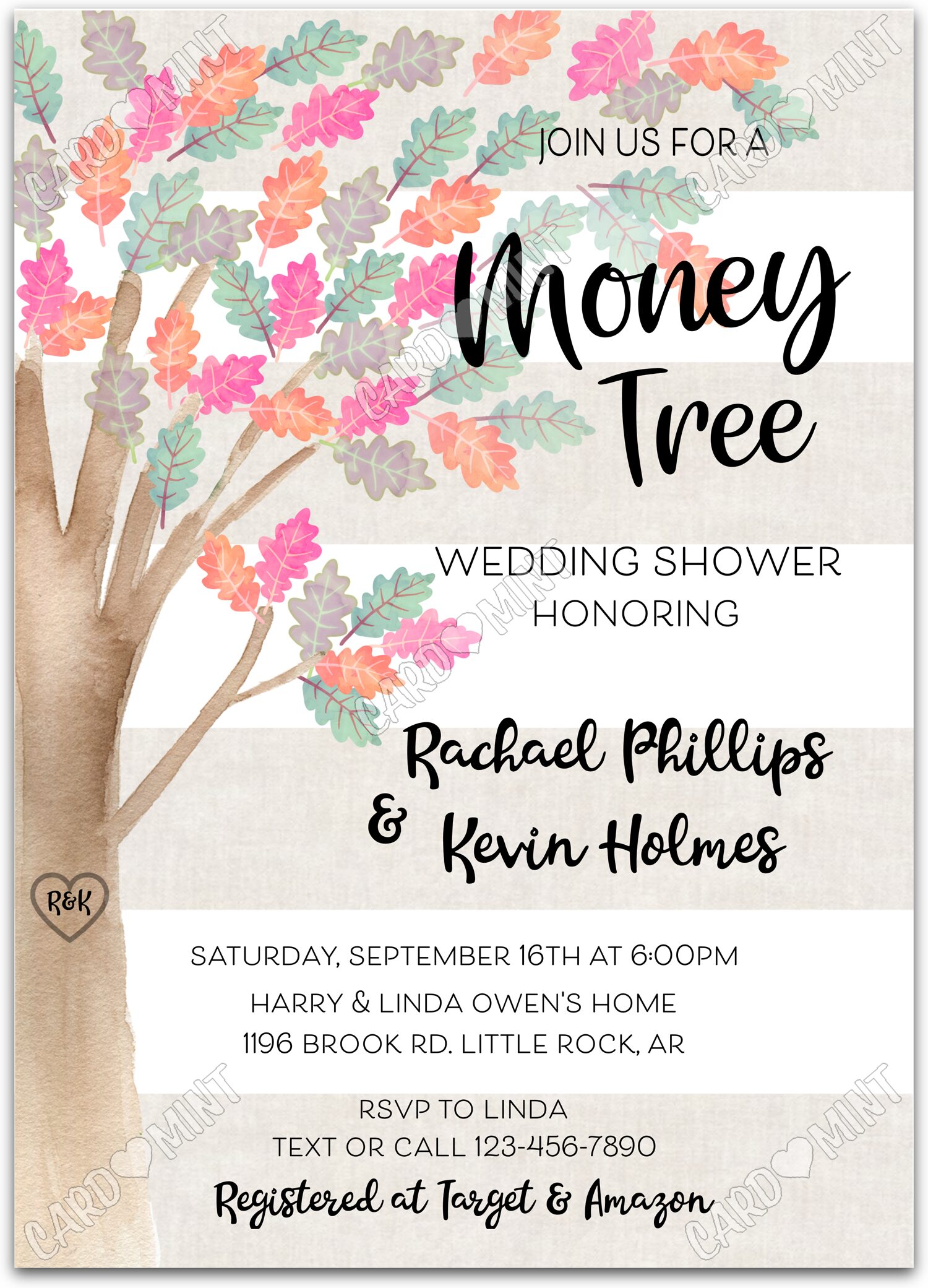 Editable Money Tree money tree fall Bridal Shower 5"x7" Invitation EV2163